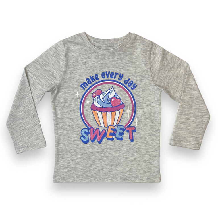 Make Everything Sweet Long Sleeve Tee - Grey Mix - 3T