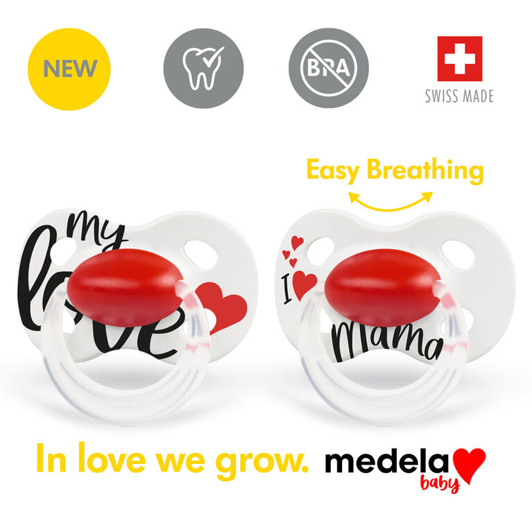 Medela Baby new ORIGINAL Pacifier, Perfect for everyday use, BPA free, Lightweight and orthodontic - Baby pacifier 6-18 mo Signature