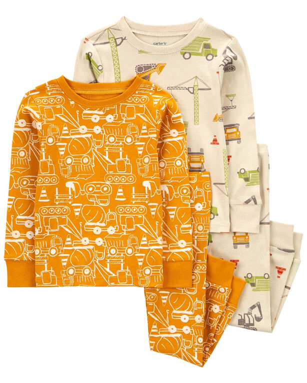 Carter's Four Piece Construction Print Pajamas Set Yellow  12M