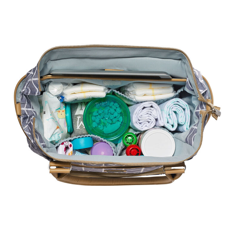 Jj Cole Ca Diaper Bag Slate Watercolour Chevron