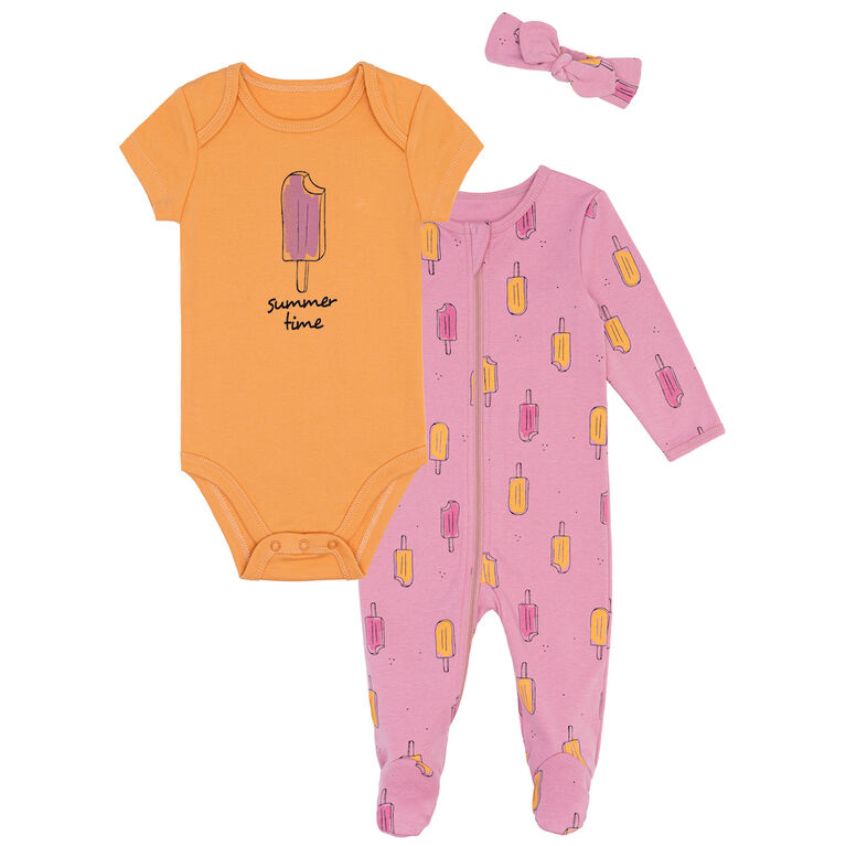 Pl Baby-Baby 3 Piece Set Sleeper Knit Dark Pink 3 Months