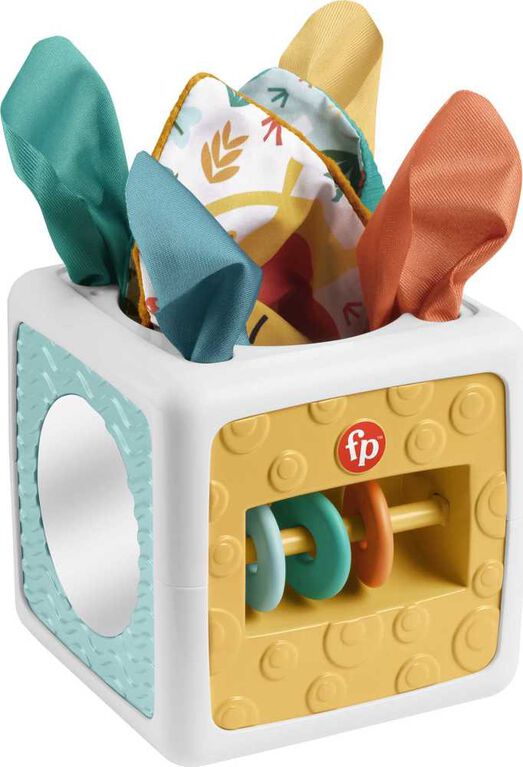 Fisher Price-Cube d'Activités Boîte à mouchoirs-Jouet sensoriel à froisser pour nouveau-né