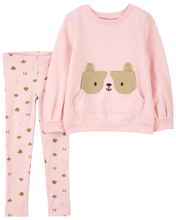 Carter's Two Piece Dog French Terry Pullover and Legging Set Pink  5T
