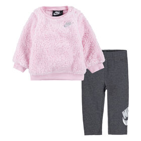 Nike Baby Girl Jogging Set ~ Tracksuit ~ Echo Pink, Beige & White