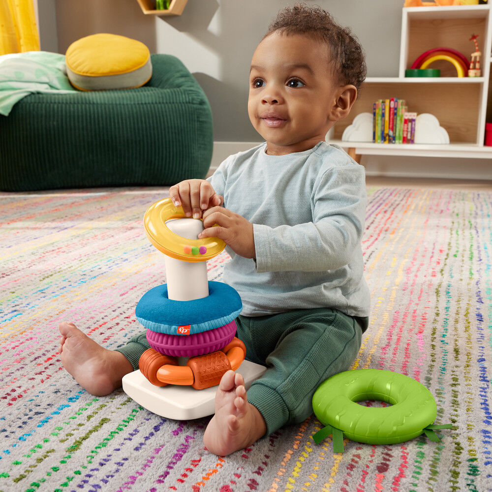 Fisher-Price - Sensory Rock-A-Stack Roly-Poly Stacking Toy with
