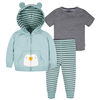Gerber Childrenswear - 3 Piece Hoodie, Top + Pant Set - Penguin 3-6 months