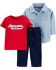 Carter's 3-Piece Awesome Little Guy Pant Set - Blue/Red, Newborn