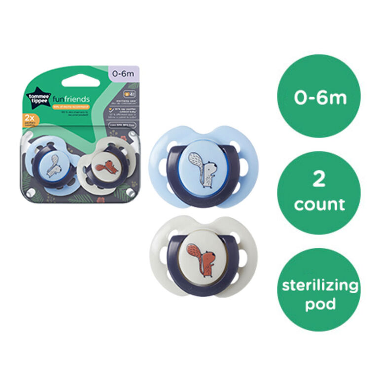 Example pacifiers: a, b Tomy Boon (3 month +); c, d tommee tippee