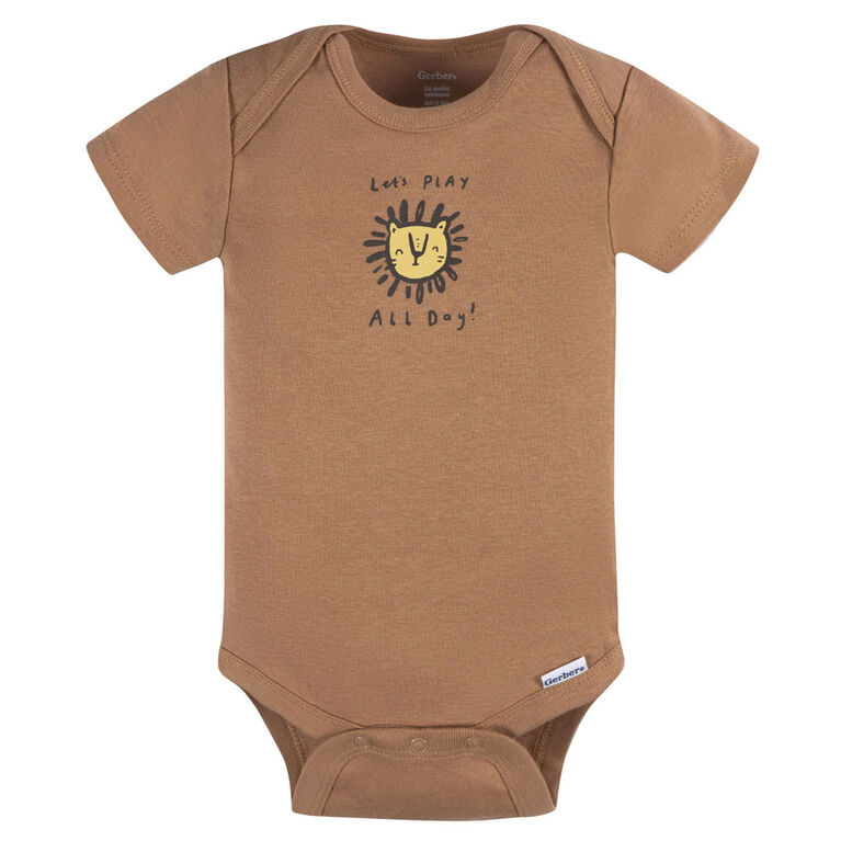 Gerber Childrenswear - 3-Pack Baby Brown Short Sleeve Onesies Bodysuit