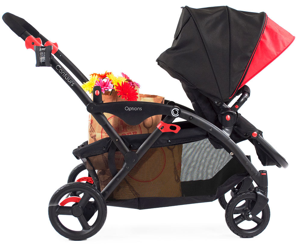 contours elite double stroller red