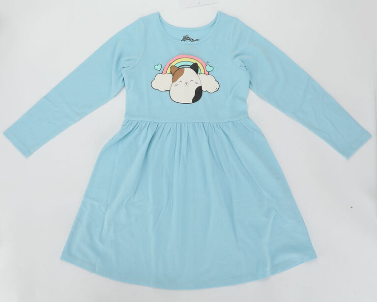 Squishmallows Cam with Rainbow Long Sleeve Dress Blue Extra Small
