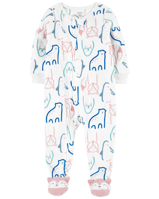 Pyjama 1 pièce en molleton à imprimé d’animal blanc Carter's 3T