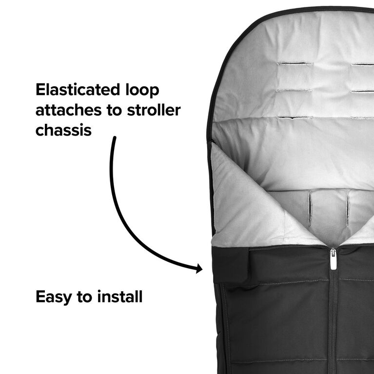 Diono All Weather Stroller Footmuff, Universal Fit from Baby to Toddler With Cozy Super Soft Padding, Weatherproof, Water Resistant Lining, Black Midnight