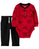 Carter's Two Piece Dog Thermal Bodysuit Pant Set Red  9M