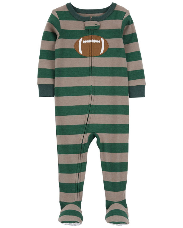 Carter's One Piece Football 100% Snug Fit Cotton Footie Pajamas Green  24M