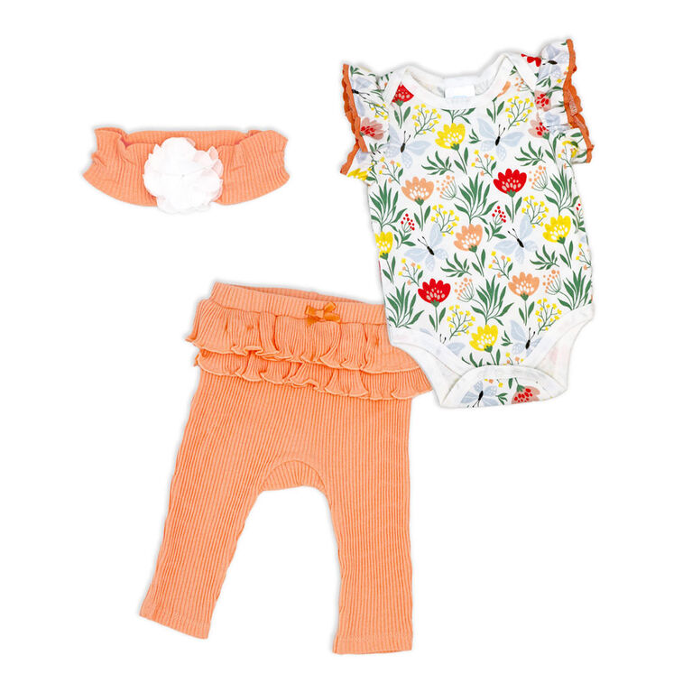Baby Mode  Peach Bodysuit  Pant Set 0-3M