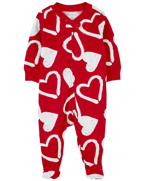 Carter's Valentine's Day Two Way Zip Cotton Sleep and Play Pajamas Red  6M