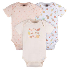 Gerber Childrenswear - 3-Pack Baby Light Pink Short Sleeve Onesies Bodysuit - 0-3M