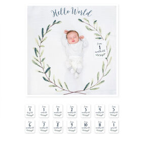 Lulujo -Baby's 1st Year Milestone Blanket Hello World Wreath