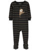 Pyjama 1 pièce à pieds en coton ajusté à imprimé de paresseux noir Carter's 12M