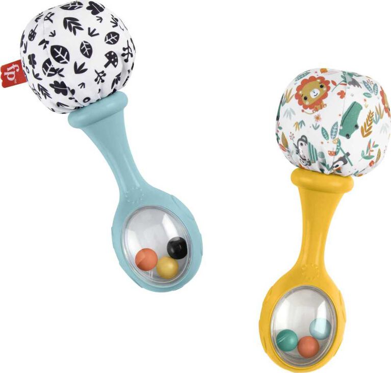 Fisher-Price Baby Rattle 'n Rock Maracas Toys, Set of 2 for Infants 3+ Months, High Contrast
