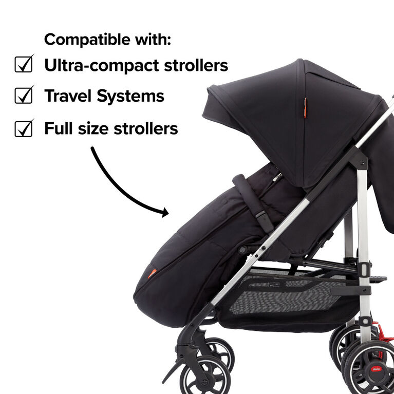 Diono All Weather Stroller Footmuff, Universal Fit from Baby to Toddler With Cozy Super Soft Padding, Weatherproof, Water Resistant Lining, Black Midnight