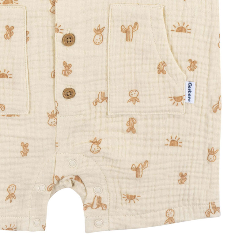 Gerber Childrenswear - Short Sleeve Hoodie Romper - Desert - 0-3M