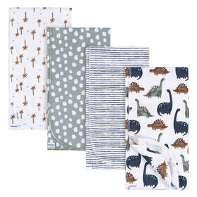 Gerber Childrenswear - 4 Pack Flannel Receiving Blanket - Dino Time