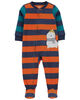 Carter's One Piece Seal Striped Fleece Footie Pajamas Navy 