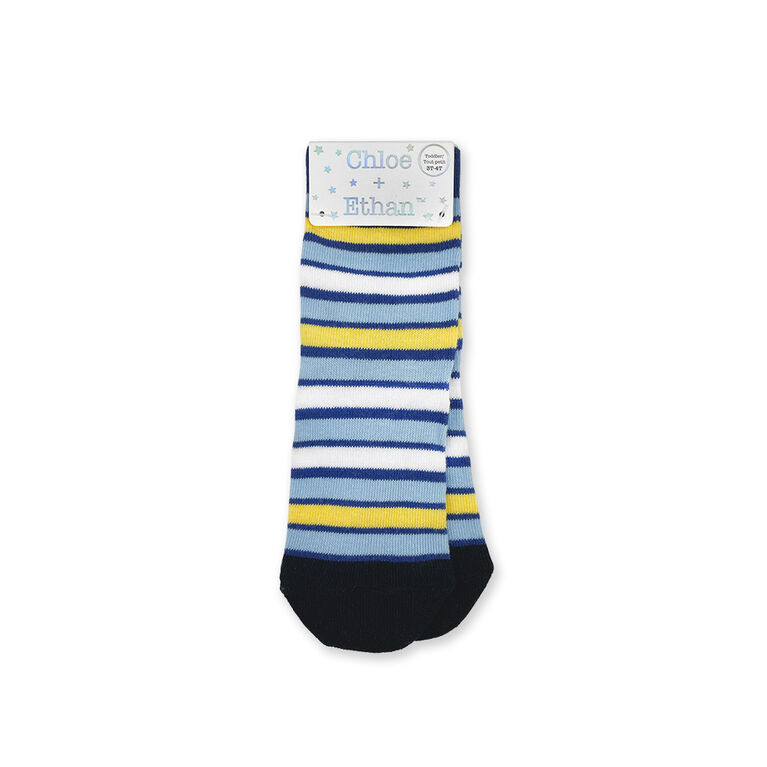 Chloe + Ethan - Baby Socks, Royal Blue Multi Stripe 12-24M