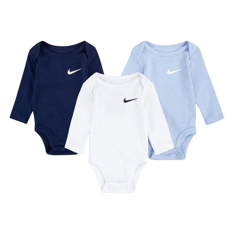 Nike 3 Pack Long Sleeve Bodysuit - Midnight Navy | Babies R Us Canada