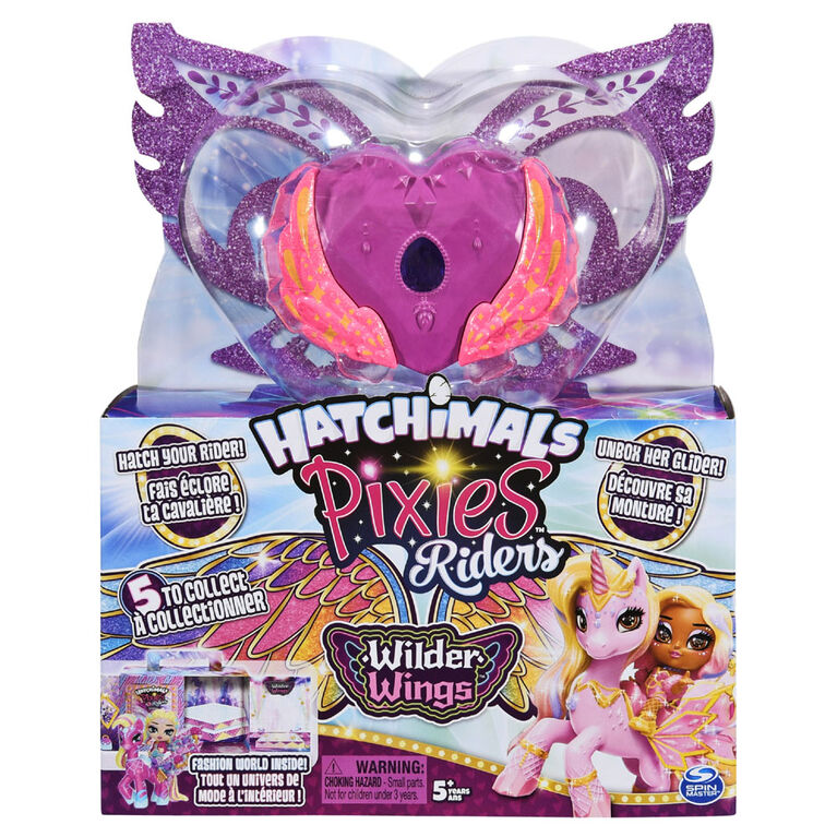 Hatchimals Pixies Riders, Wilder Wings Starlight Pixie and Unicorn Glider with 16 Wing Accessories (Style May Vary)