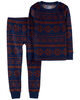 Pyjama 2 pièces en tissu velboa pelucheux à motif jacquard bleu marine Carter's 2T