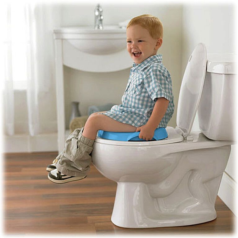 Pot de bébé, siège d'apprentissage de pot bleu durable avec poignée  antidérapante pour les toilettes - Fisher Price