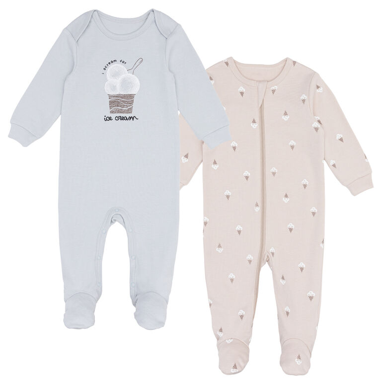 Pl Baby-Baby 2 Pack Sleeper Knit Light Blue 3 Months