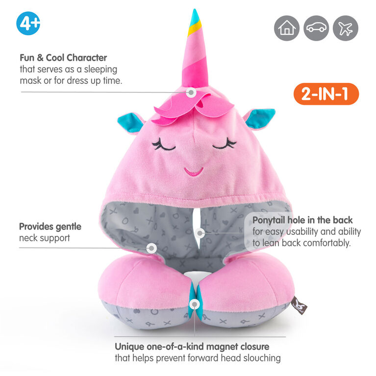Benbat - Hooded Travel Head and Neck Support - Unicorn / Pink / 3+ Years Old