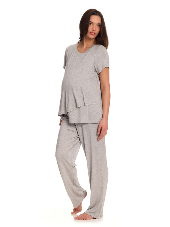 Chloe Rose 2 Piece Maternity & Nursing Pant Set Grey L