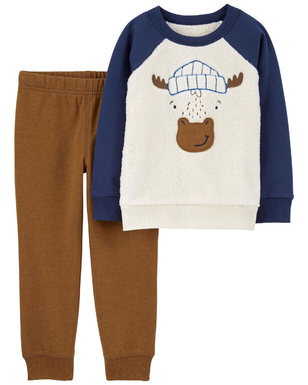 Carter's Two Piece Moose Pullover and Pant Set Brown  18M