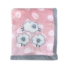 Koala Baby - Lamb Pink/Grey Sherpa Applique Blanket