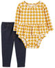 Carter's Two Piece Houndstooth Bodysuit Pant Set Yellow  12M