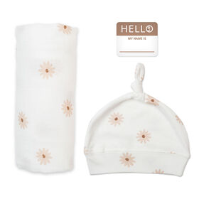 Lulujo - Hello World Blanket + Knotted Hat - Daisies