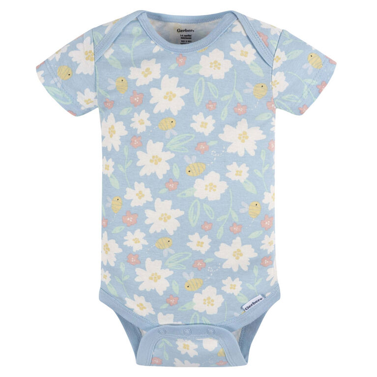 Gerber Childrenswear - 3-Pack Baby Flowers Short Sleeve Onesies Bodysuit