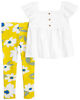 Carter's Two Piece Eyelet Top and Floral Legging Set Yellow 6M