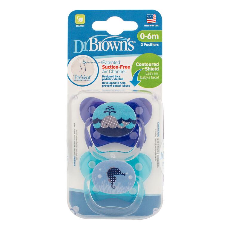 Dr. Brown's PreVent Pacifier, 0-6 Months - Blue. | Babies R Us Canada