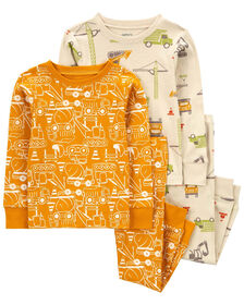 Carter's  Four Piece Construction Print Pajamas Set Yellow  9M