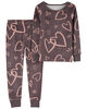 Carter's Two Piece Heart Fuzzy Velboa Pajamas Grey 3T