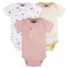 Gerber Childrenswear - 3-Pack Baby Pink & Yellow Short Sleeve Onesies Bodysuit - 0-3M