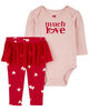Carter's Two Piece "Much Love" Valentine's Day Top and Tutu Pants Set  Red  18M