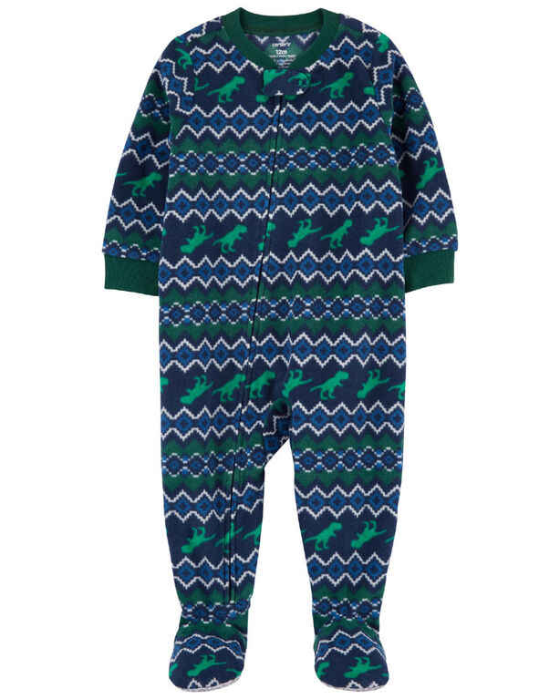 Pyjama 1 pièce à pieds en molleton à imprimé de dinosaure bleu Carter’s 24M