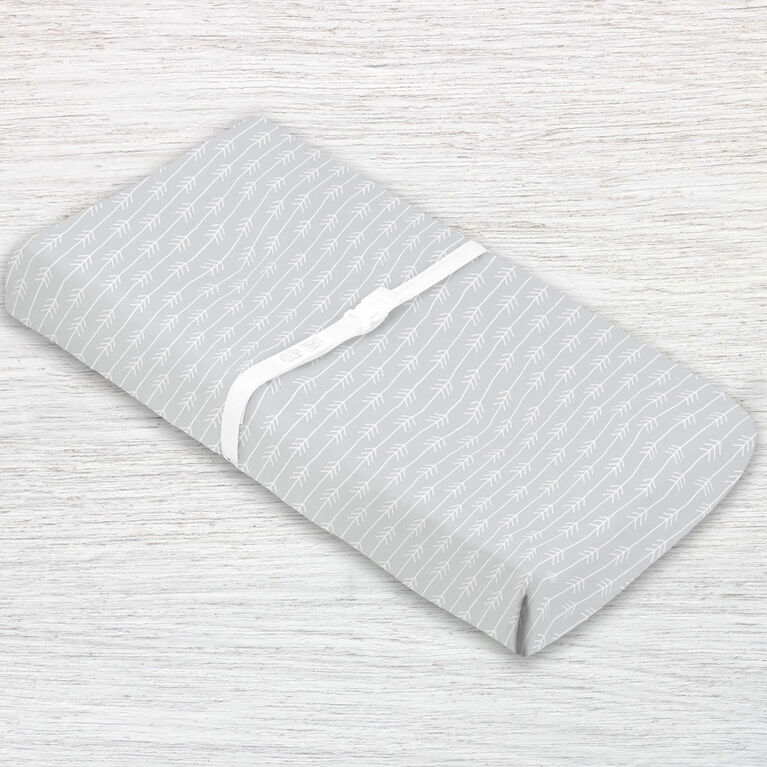 Kushies Flannel Change Pad Cover-Grey Arrows